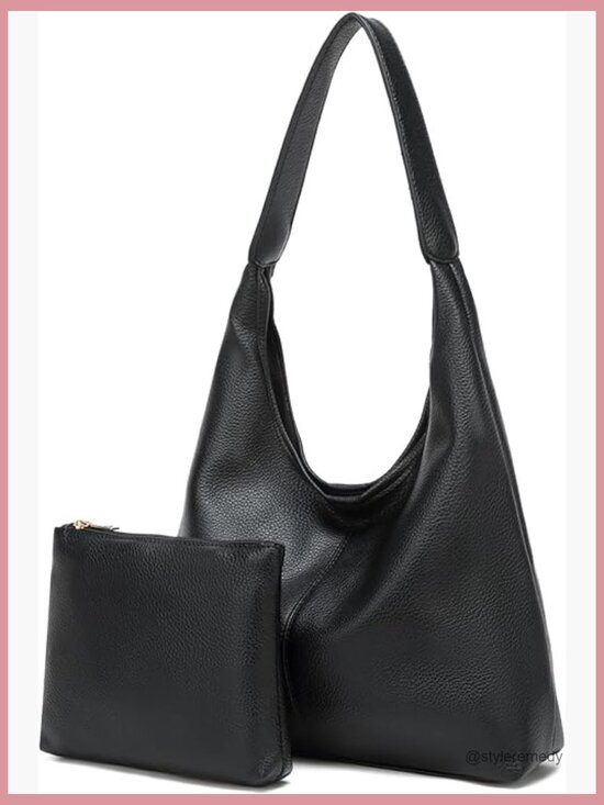 Faux Leather Slouchy Hobo Bag Tote Purse for Work Travel